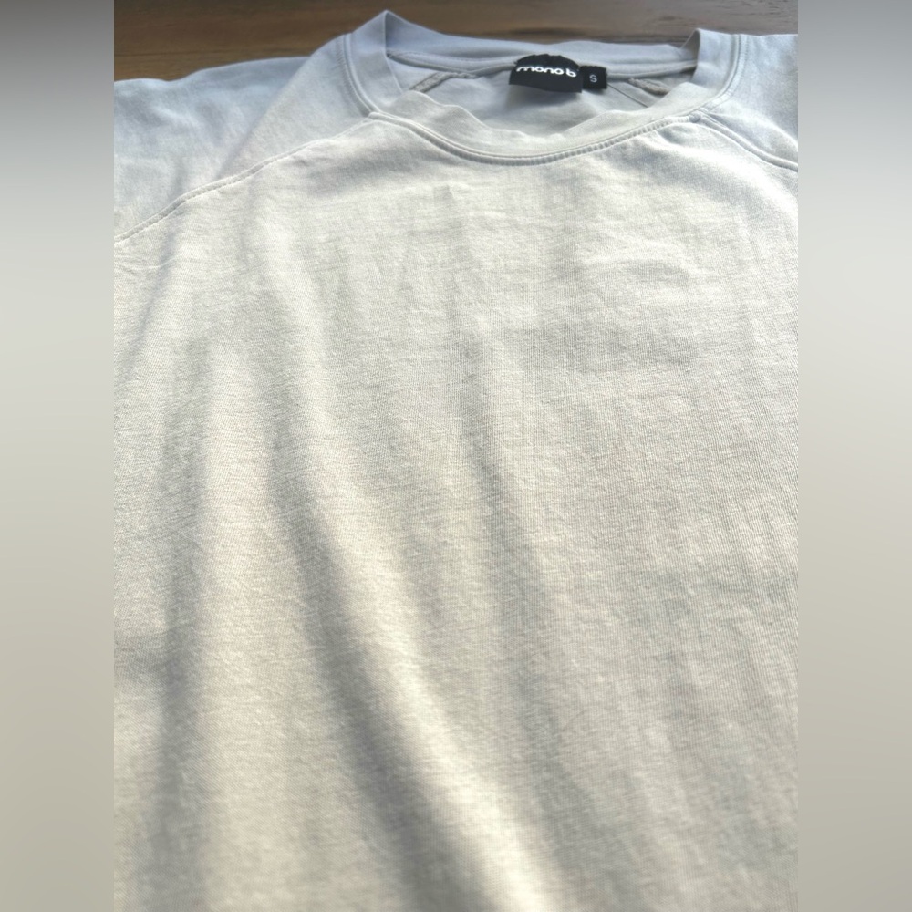 Mono B Light Gray Crewneck Top with Unique Bubble Pima Cotton - Picture 5 of 12